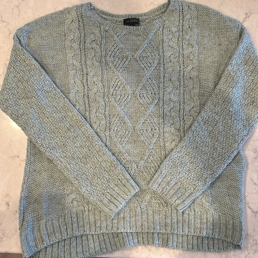 Mint green/gray light weight sweater